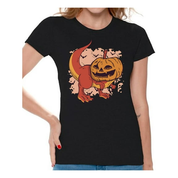 Awkward Styles Halloween T-Shirt Pumpkin Dinosaur Shirts for Women