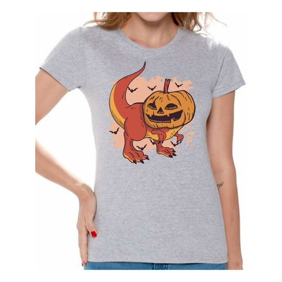 Awkward Styles Halloween T-Shirt Pumpkin Dinosaur Shirts for Women