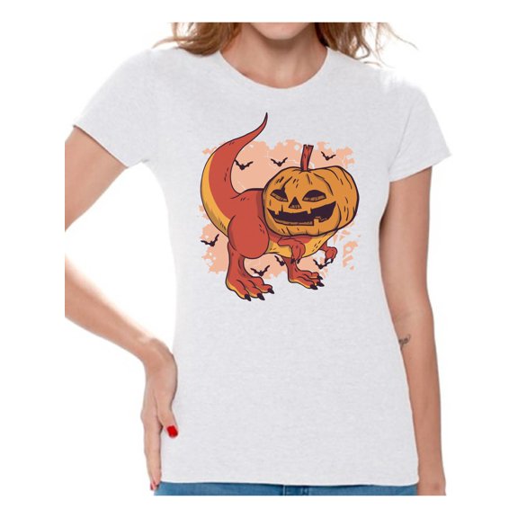 Awkward Styles Halloween T-Shirt Pumpkin Dinosaur Shirts for Women