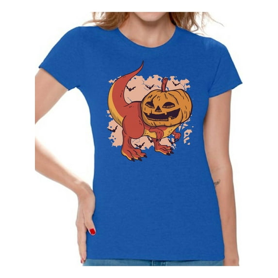 Awkward Styles Halloween T-Shirt Pumpkin Dinosaur Shirts for Women