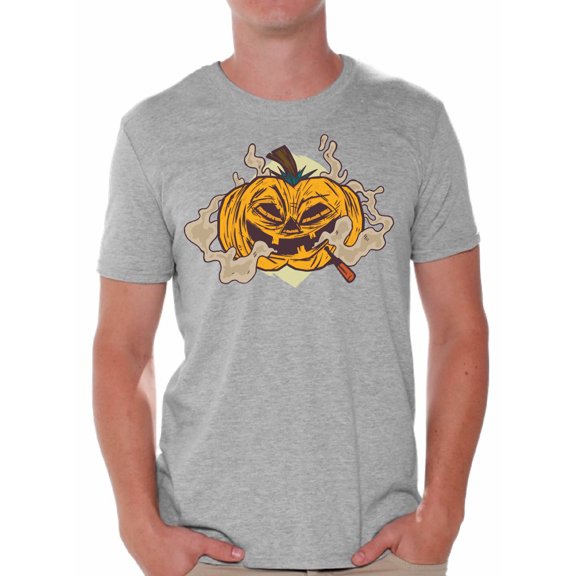 Awkward Styles Halloween T-Shirt Smoking Pumpkin Shirts for Men