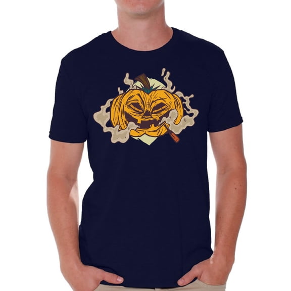 Awkward Styles Halloween T-Shirt Smoking Pumpkin Shirts for Men