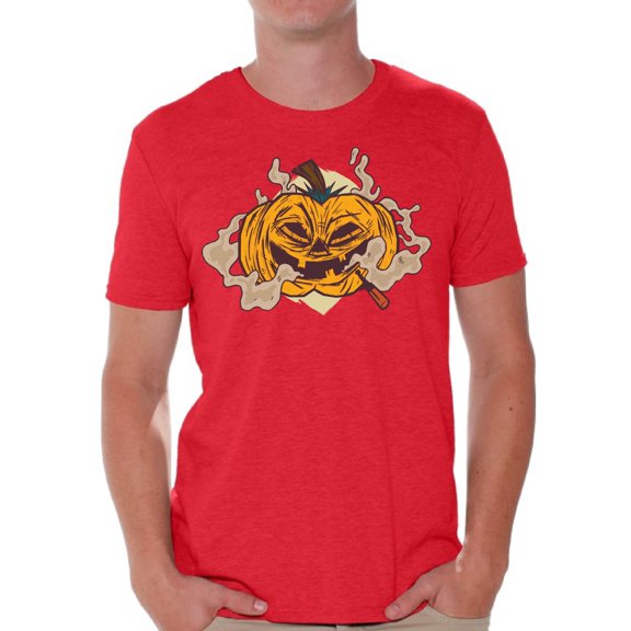 Awkward Styles Halloween T-Shirt Smoking Pumpkin Shirts for Men