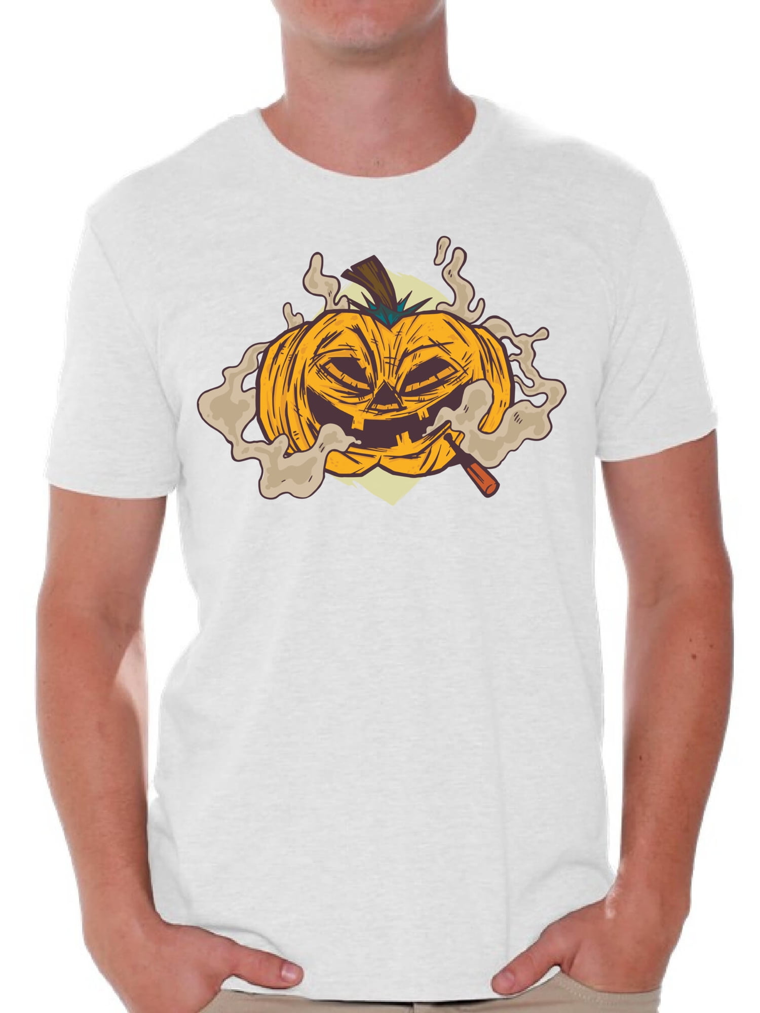 Maglietta Uomo Zucca Di Halloween Smoking - T-Shirt In Cotone Con Stampo 3D - Idea Regalo Per Feste A Tema - 5