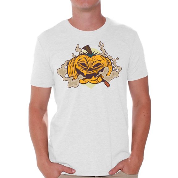 Awkward Styles Halloween T-Shirt Smoking Pumpkin Shirts for Men