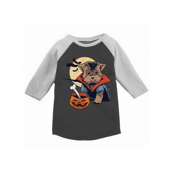 Awkward Styles Halloween T-Shirt Vampire Morkie Toddler Raglan Shirt