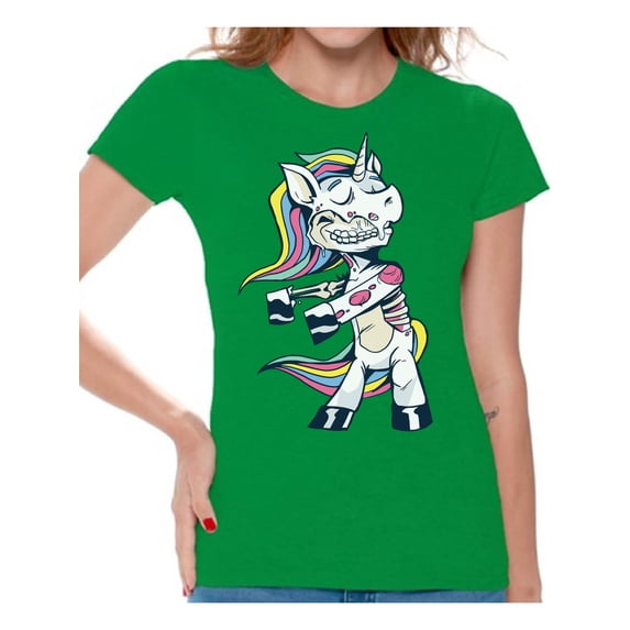 Awkward Styles Halloween T-Shirt Zombie Unicorn Shirts for Women