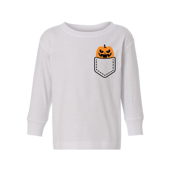 Awkward Styles Halloween Toddler Long Sleeve Shirt Girls Boys Angry Pumpkin Kids T-Shirt Pocket Print