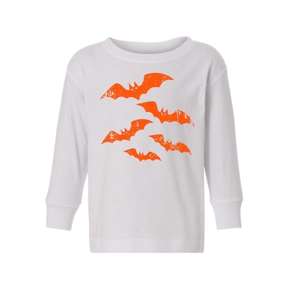 Awkward Styles Halloween Toddler Long Sleeve Shirt Girls Boys Orange Bats Kids T-Shirt