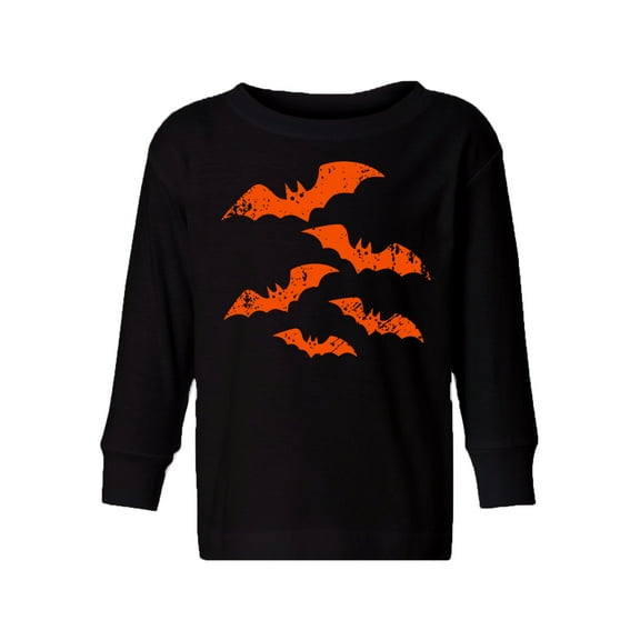 Awkward Styles Halloween Toddler Long Sleeve Shirt Girls Boys Orange Bats Kids T-Shirt