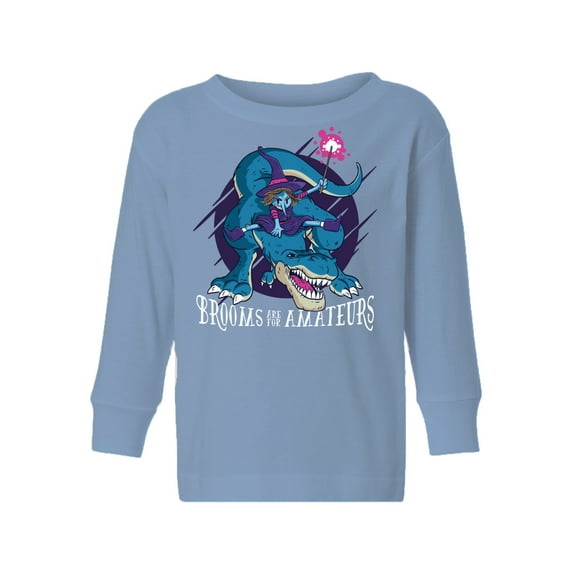 Awkward Styles Halloween Toddler Long Sleeve Shirt Witch on Dinosaur Kids T-Shirt