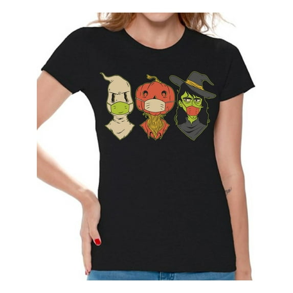 Awkward Styles Halloween Women's Shirts Halloween Creatures in Face Masks Shirt Funny Halloween Creatures in Face Masks Tee Halloween Costume Ideas for Ladies