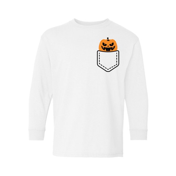 Awkward Styles Halloween Youth Sweatshirt Girls Boys Angry Pumpkin Crewneck Tee for Kids Pocket Print