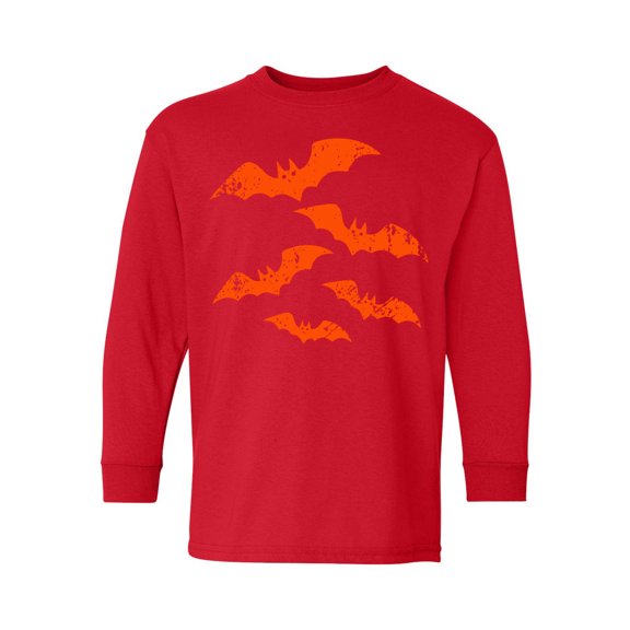 Awkward Styles Halloween Youth Sweatshirt Girls Boys Orange Bats Crewneck Tee for Kids