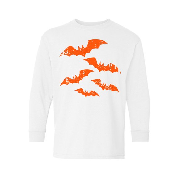 Awkward Styles Halloween Youth Sweatshirt Girls Boys Orange Bats Crewneck Tee for Kids