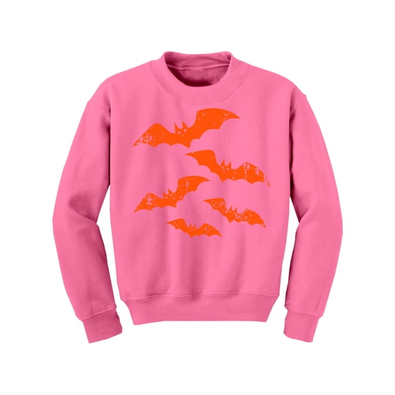 Awkward Styles Halloween Youth Sweatshirt Girls Boys Orange Bats Crewneck Tops for Kids