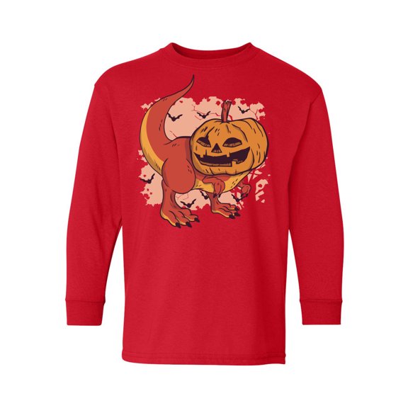 Awkward Styles Halloween Youth Sweatshirt Pumpkin Dinosaur Crewneck Tee for Kids