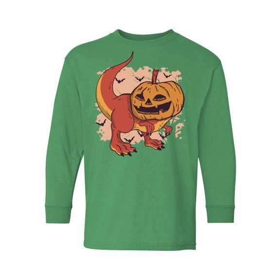 Awkward Styles Halloween Youth Sweatshirt Pumpkin Dinosaur Crewneck Tee for Kids