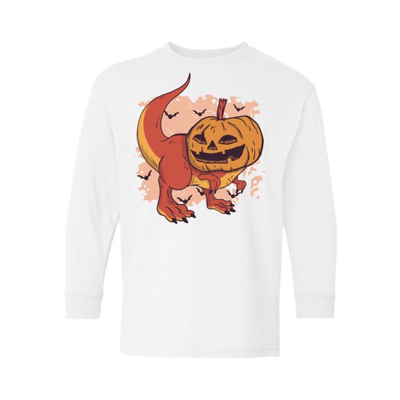 Awkward Styles Halloween Youth Sweatshirt Pumpkin Dinosaur Crewneck Tee for Kids