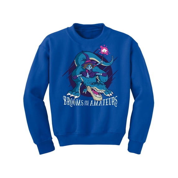 Awkward Styles Halloween Youth Sweatshirt Witch on Dinosaur Crewneck Tops for Kids