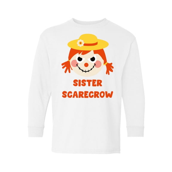 Awkward Styles Halloween Youth Sweatshirt for Girls Sister Scarecrow Crewneck Tee for Kids
