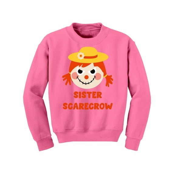 Awkward Styles Halloween Youth Sweatshirt for Girls Sister Scarecrow Crewneck Tops for Kids