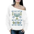 thumbnail image 1 of Awkward Styles Hanukkah Menorah Off Shoulder Sweatshirt for Hanukkah Women's Jewish Sweater Funny Holiday Gifts for Her Jewish Oversized Sweater Jew Sweatshirt Happy Hanukkah Holiday Jewish Women, 1 of 5