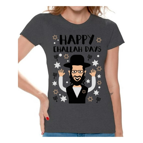 Awkward Styles Hanukkah T-Shirt Happy Challah Days Shirts for Women