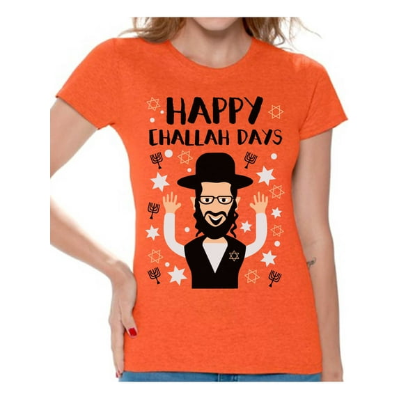 Awkward Styles Hanukkah T-Shirt Happy Challah Days Shirts for Women