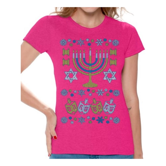 Awkward Styles Hanukkah T-Shirt Jewish Menorah Shirts for Women