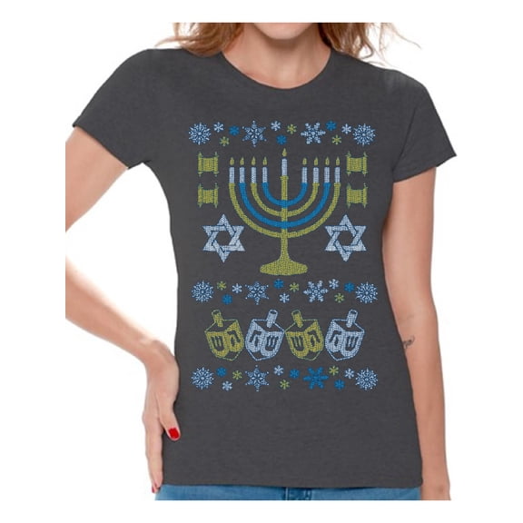 Awkward Styles Hanukkah T-Shirt Jewish Menorah Shirts for Women