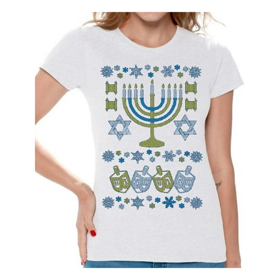 Awkward Styles Hanukkah T-Shirt Jewish Menorah Shirts for Women