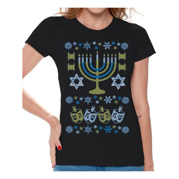 Awkward Styles Hanukkah T-Shirt Jewish Menorah Shirts for Women