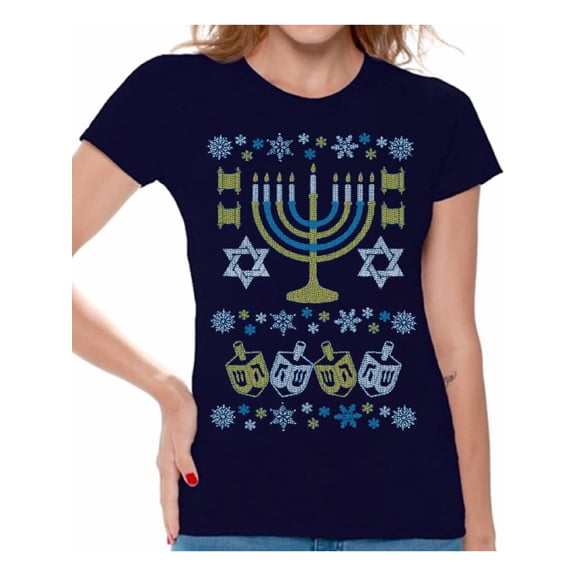 Awkward Styles Hanukkah T-Shirt Jewish Menorah Shirts for Women