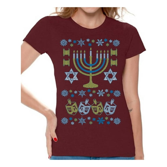 Awkward Styles Hanukkah T-Shirt Jewish Menorah Shirts for Women