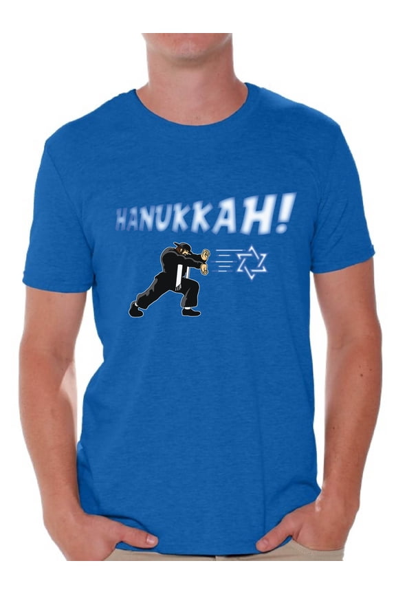 Hanukkah Tshirt for Men Happy Hanukkah Shirts Men's Chanukah T Shirt Hanukkah Shirt Jewish Holiday Gifts for Him Funny Chanukah Menorah T-Shirt Gifts for Jewish Men Holiday Tshirt