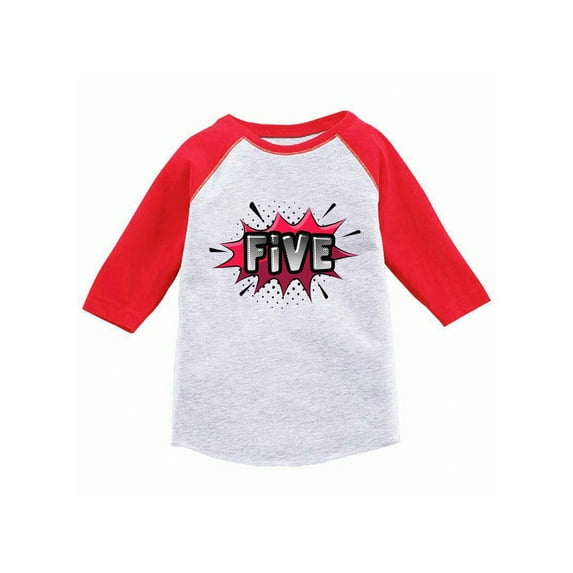 Awkward Styles Happy 5th Birthday Raglan Shirt for Toddler Birthday Shirt Toddler Shirt 5th Birthday Boy Shirt 5th Birthday Girl Shirt 5th Birthday Gift for 5 Year Old Superhero Shirts