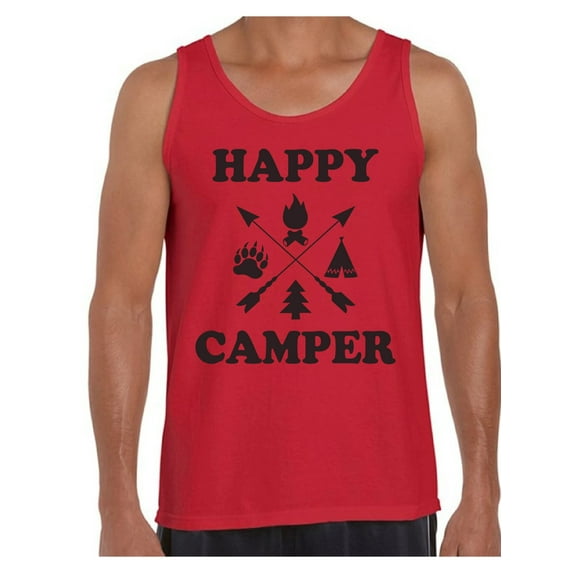 Awkward Styles Happy Camper Tanks Happy Camper Black Men's Tank Top Camping T-Shirt for Him Happy Camper Tank Top for Boyfriend Camping Lovers Gifts Camper Tank Top for Dad Happy Camper Shirt for Men