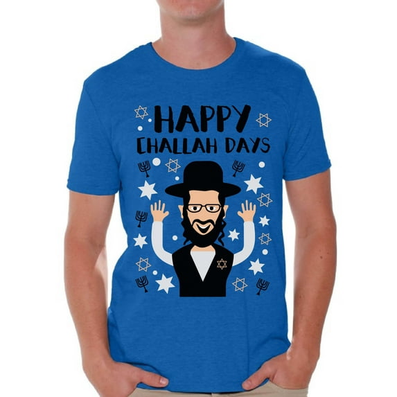 Awkward Styles Happy Challah Days Tshirt for Men Hanukkah Holiday Shirt Jewish Holidays Chanukah T Shirt Funny Hanukkah Gifts for Him Funny Holiday Shirts for Men David's Star Tshirt Jewish Shirt