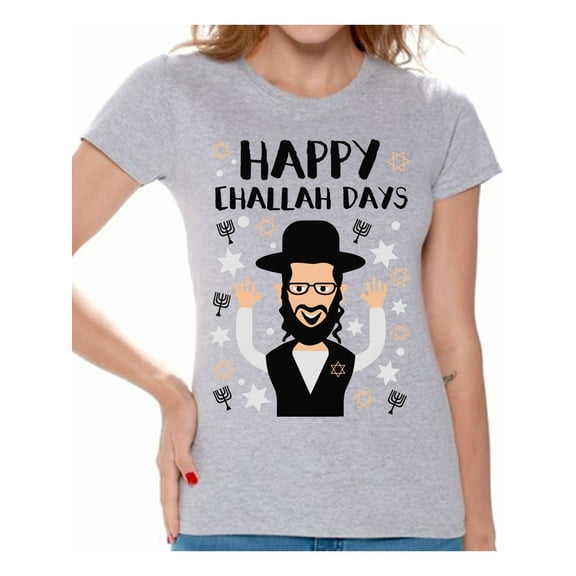 Awkward Styles Happy Challah Days Tshirt for Women Hanukkah Holiday Shirt Jewish Holidays Chanukah T Shirt Funny Hanukkah Gifts Funny Holiday Shirts for Women David's Star Tshirt Jewish Shirt