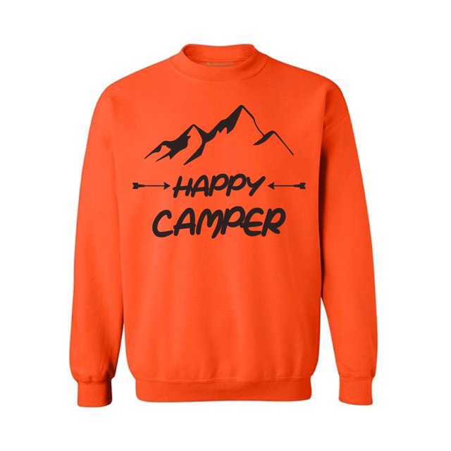 Awkward Styles Happy Crewneck Black Sweater Happy Camper Unisex Crewneck Camper Sweater for Men Happy Camper Crewneck for Women Camping Clothes Happy Camper Crewneck Campers Gifts Sweater for Camper