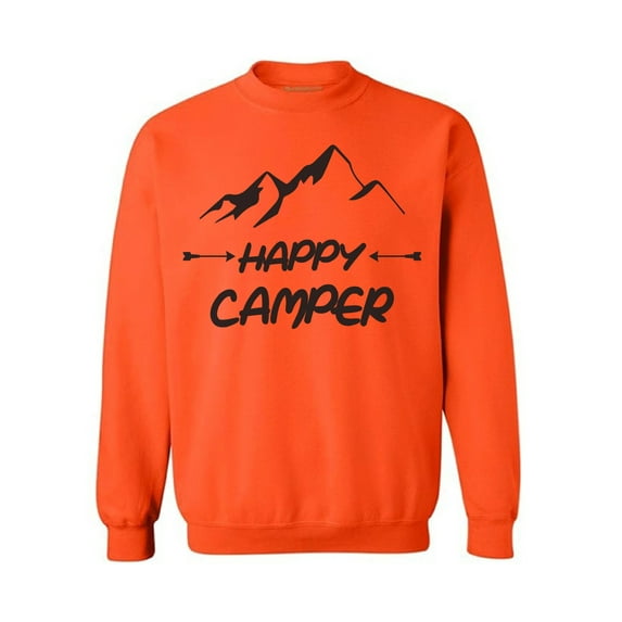 Awkward Styles Happy Crewneck Black Sweater Happy Camper Unisex Crewneck Camper Sweater for Men Happy Camper Crewneck for Women Camping Clothes Happy Camper Crewneck Campers Gifts Sweater for Camper
