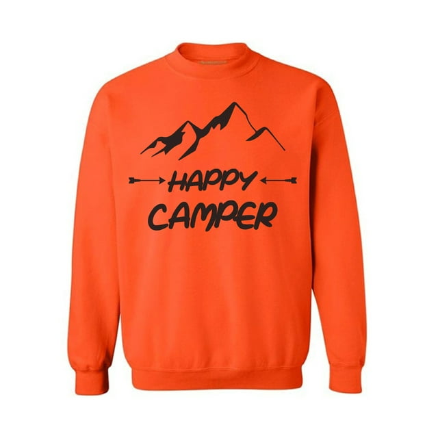 Awkward Styles Happy Crewneck Black Sweater Happy Camper Unisex Crewneck Camper Sweater for Men Happy Camper Crewneck for Women Camping Clothes Happy Camper Crewneck Campers Gifts Sweater for Camper