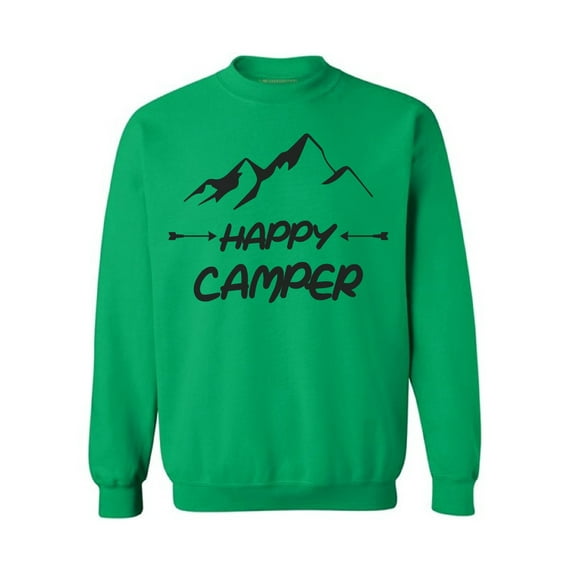 Awkward Styles Happy Crewneck Black Sweater Happy Camper Unisex Crewneck Camper Sweater for Men Happy Camper Crewneck for Women Camping Clothes Happy Camper Crewneck Campers Gifts Sweater for Camper