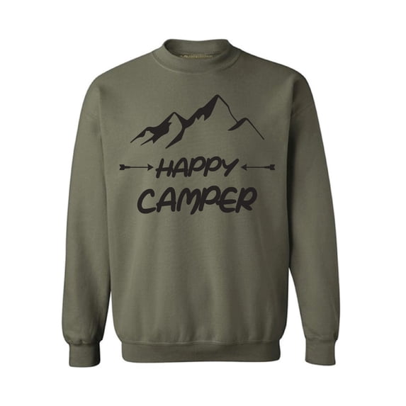 Awkward Styles Happy Crewneck Black Sweater Happy Camper Unisex Crewneck Camper Sweater for Men Happy Camper Crewneck for Women Camping Clothes Happy Camper Crewneck Campers Gifts Sweater for Camper