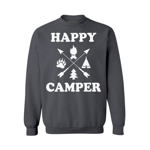 Awkward Styles Happy Crewneck for Camper Happy Camper Unisex Crewneck Camper Sweater for Men Happy Camper Crewneck for Women Camping Clothes Happy Camper Crewneck Campers Gifts Sweater for Camper