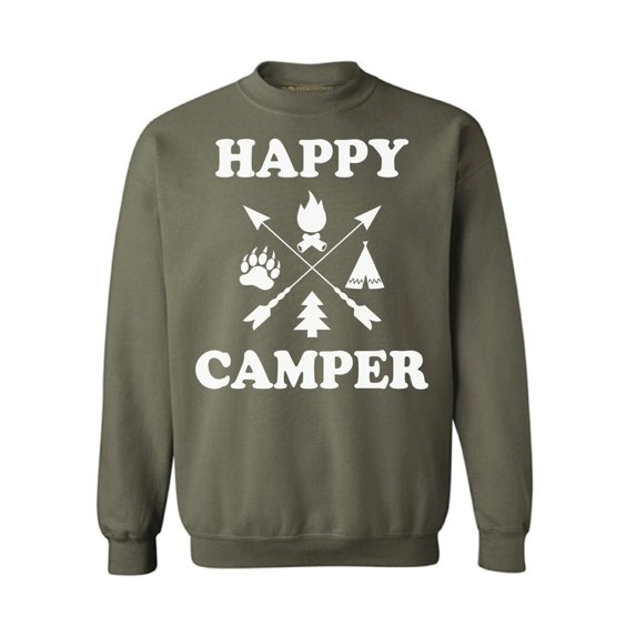 Awkward Styles Happy Crewneck for Camper Happy Camper Unisex Crewneck Camper Sweater for Men Happy Camper Crewneck for Women Camping Clothes Happy Camper Crewneck Campers Gifts Sweater for Camper