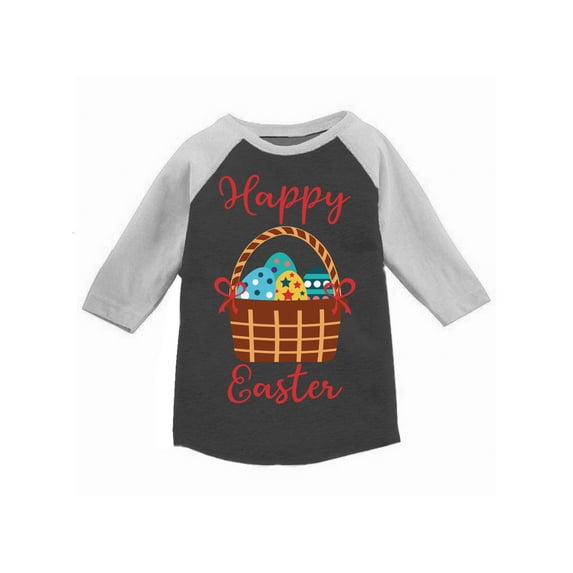 Awkward Styles Happy Easter T-shirt Colorful Eggs Toddler Raglan Shirt