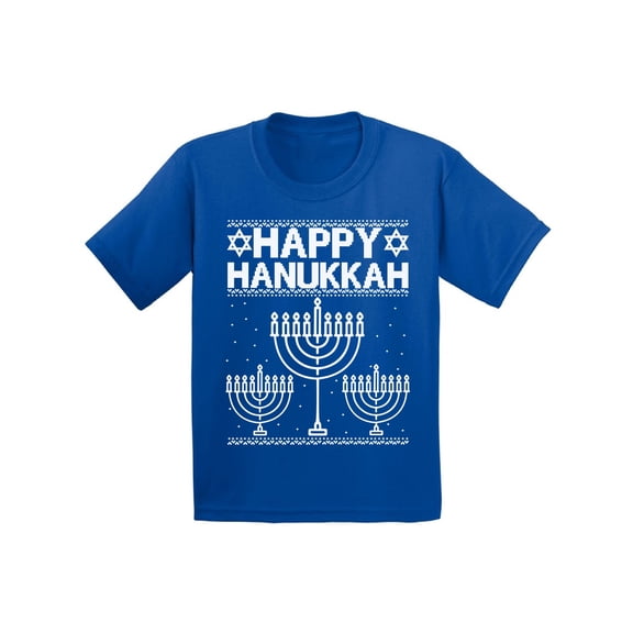 Awkward Styles Happy Hanukkah Christmas Shirts for Kids Jewish Menorah Kid's Christmas Shirt Xmas Happy Hanukkah Youth Christmas Tee Funny Kid's Christmas Holiday Shirt Christmas Gifts for Kids