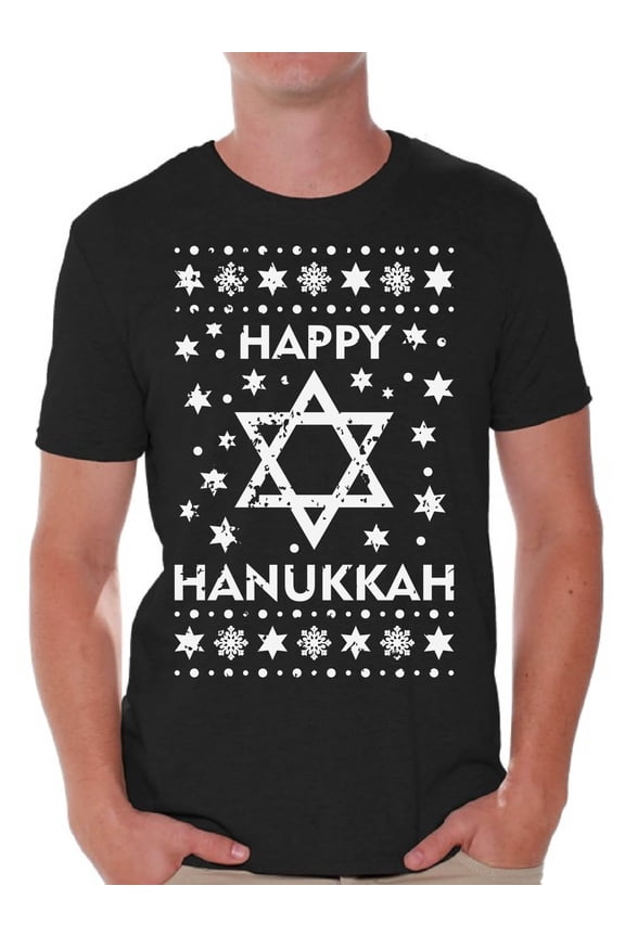 Happy Hanukkah Tshirt Hanukkah Shirts for Men Gifts for Chanukah Hanukkah Menorah T Shirt Men's Hanukkah T Shirt Jewish Holiday Tshirt Gifts for Jewish Men Funny Jew Tshirt